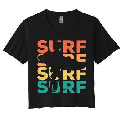 Retro Vintage Surfing Gift For Surfers Women's Crop Top Tee