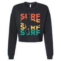 Retro Vintage Surfing Gift For Surfers Cropped Pullover Crew