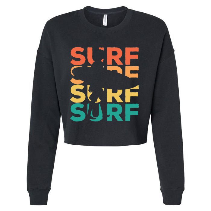 Retro Vintage Surfing Gift For Surfers Cropped Pullover Crew