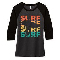 Retro Vintage Surfing Gift For Surfers Women's Tri-Blend 3/4-Sleeve Raglan Shirt