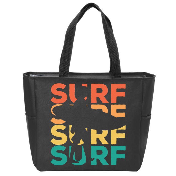 Retro Vintage Surfing Gift For Surfers Zip Tote Bag