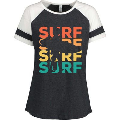 Retro Vintage Surfing Gift For Surfers Enza Ladies Jersey Colorblock Tee