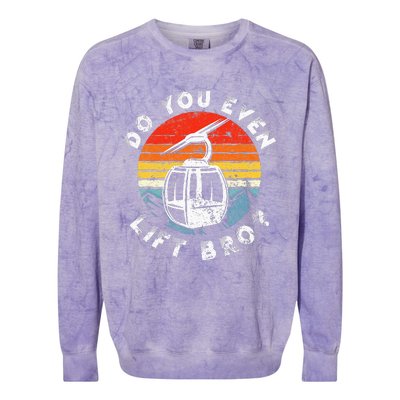 Retro Vintage Ski Do You Even Lift Bro Colorblast Crewneck Sweatshirt