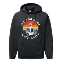 Retro Vintage Ski Do You Even Lift Bro Performance Fleece Hoodie