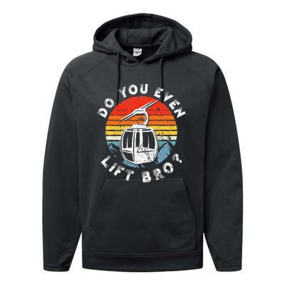 Retro Vintage Ski Do You Even Lift Bro Performance Fleece Hoodie