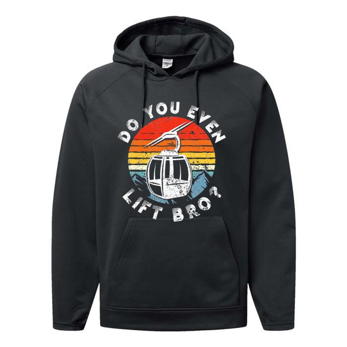 Retro Vintage Ski Do You Even Lift Bro Performance Fleece Hoodie