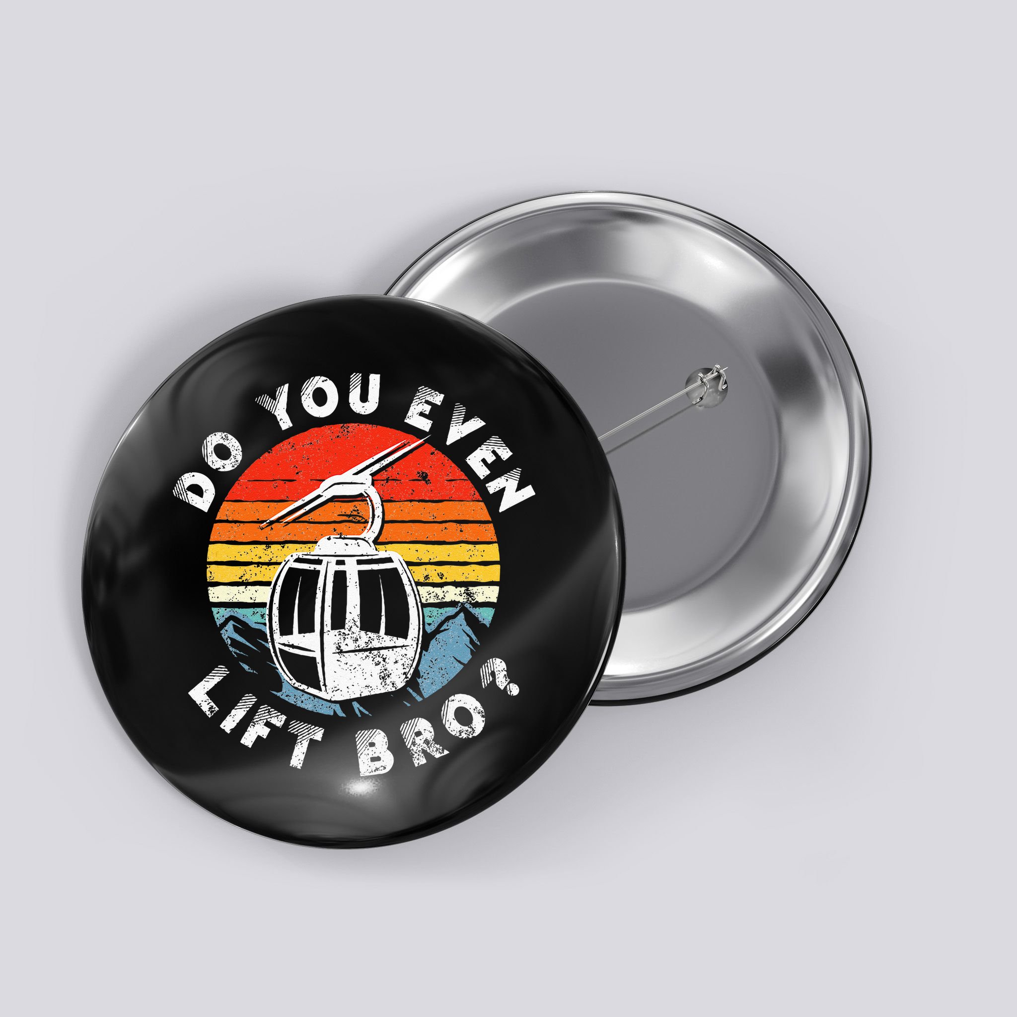Retro Vintage Ski Do You Even Lift Bro Button