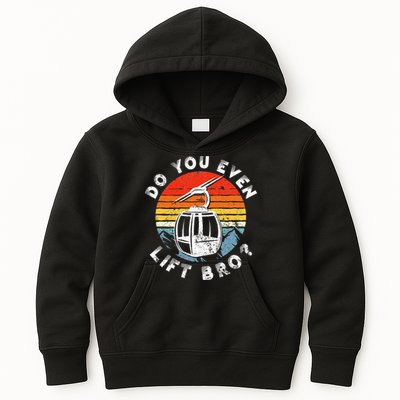 Retro Vintage Ski Do You Even Lift Bro Kids Hoodie