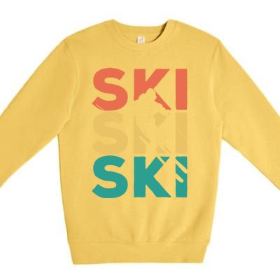 Retro Vintage Skiing Gift For Skiers Gift Premium Crewneck Sweatshirt