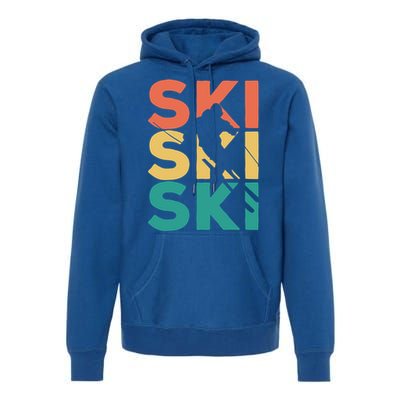 Retro Vintage Skiing Gift For Skiers Gift Premium Hoodie