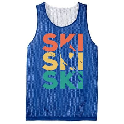 Retro Vintage Skiing Gift For Skiers Gift Mesh Reversible Basketball Jersey Tank