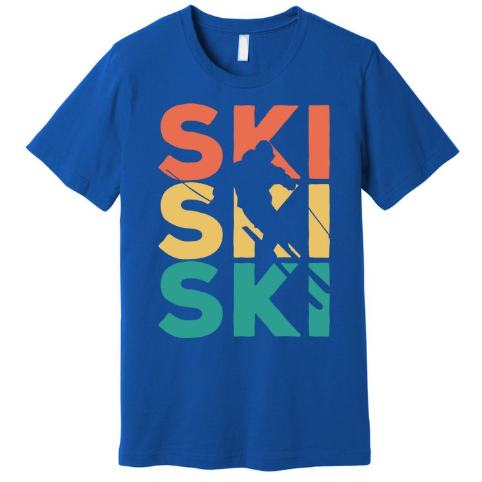 Retro Vintage Skiing Gift For Skiers Gift Premium T-Shirt