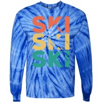 Retro Vintage Skiing Gift For Skiers Gift Tie-Dye Long Sleeve Shirt