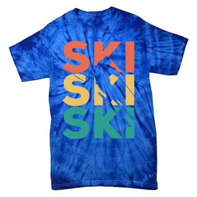 Retro Vintage Skiing Gift For Skiers Gift Tie-Dye T-Shirt