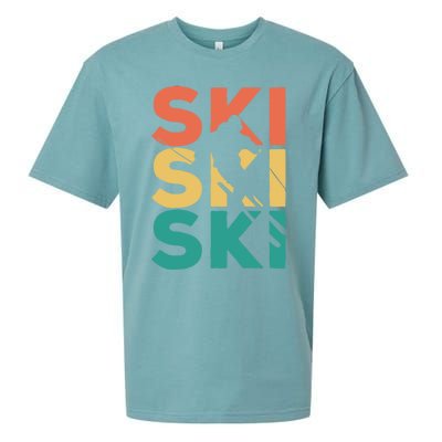 Retro Vintage Skiing Gift For Skiers Gift Sueded Cloud Jersey T-Shirt