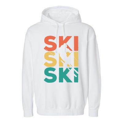 Retro Vintage Skiing Gift For Skiers Gift Garment-Dyed Fleece Hoodie