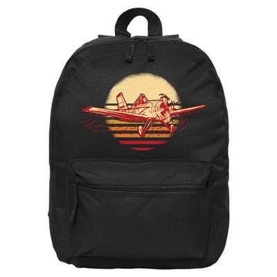 Retro Vintage Sunset Airplane 16 in Basic Backpack