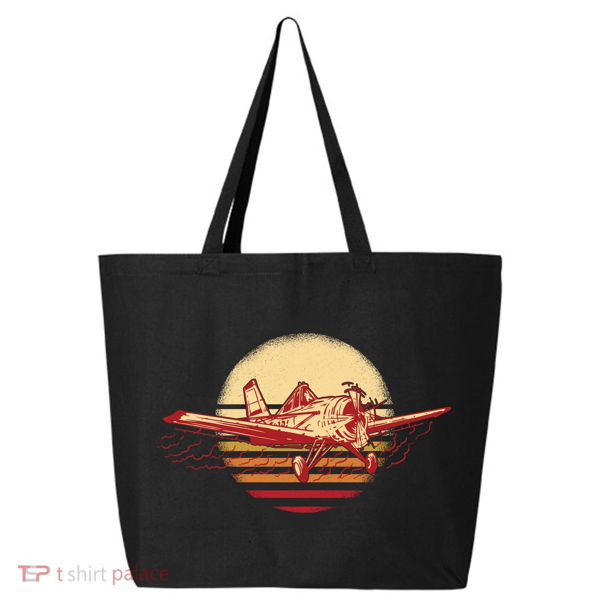 Retro Vintage Sunset Airplane 25L Jumbo Tote
