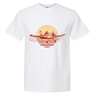 Retro Vintage Sunset Airplane Garment-Dyed Heavyweight T-Shirt