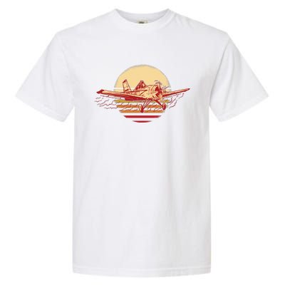 Retro Vintage Sunset Airplane Garment-Dyed Heavyweight T-Shirt