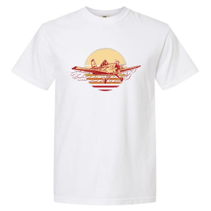 Retro Vintage Sunset Airplane Garment-Dyed Heavyweight T-Shirt