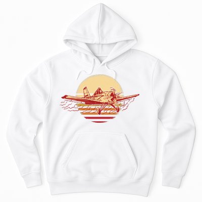 Retro Vintage Sunset Airplane Hoodie