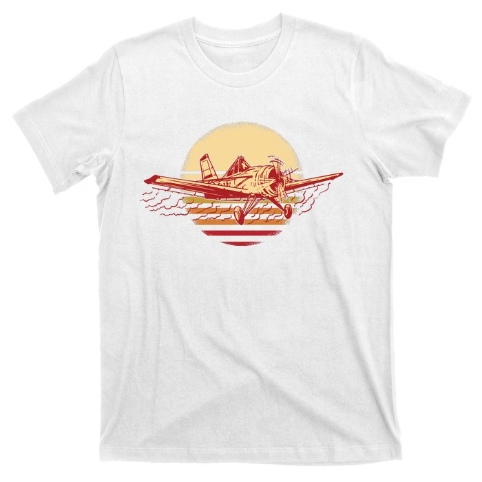 Retro Vintage Sunset Airplane T-Shirt