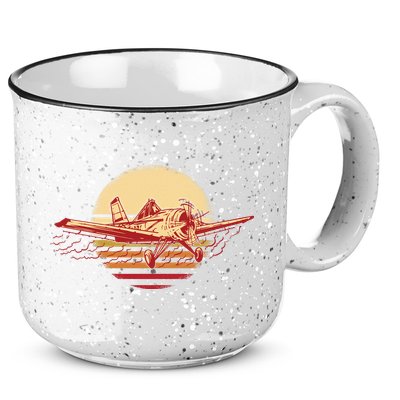 Retro Vintage Sunset Airplane 15oz Campfire Ceramic Mug
