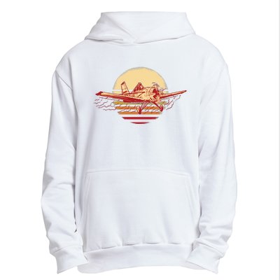 Retro Vintage Sunset Airplane Urban Pullover Hoodie