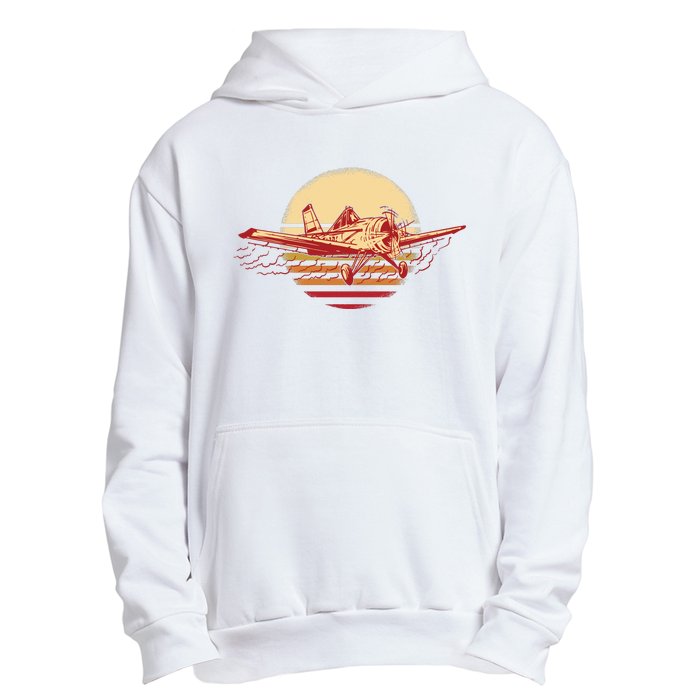 Retro Vintage Sunset Airplane Urban Pullover Hoodie