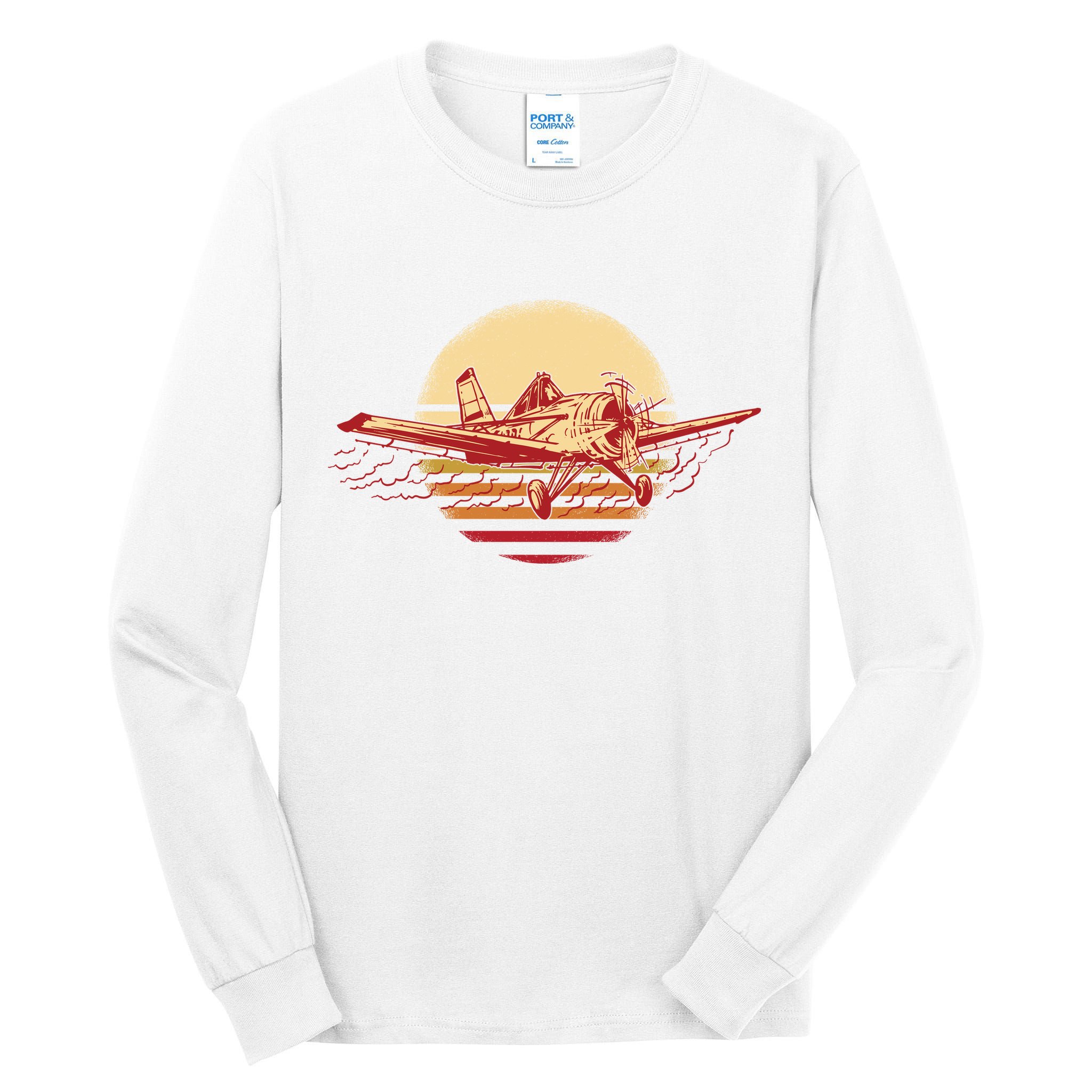 Retro Vintage Sunset Airplane Tall Long Sleeve T-Shirt