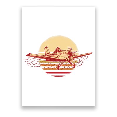 Retro Vintage Sunset Airplane Poster