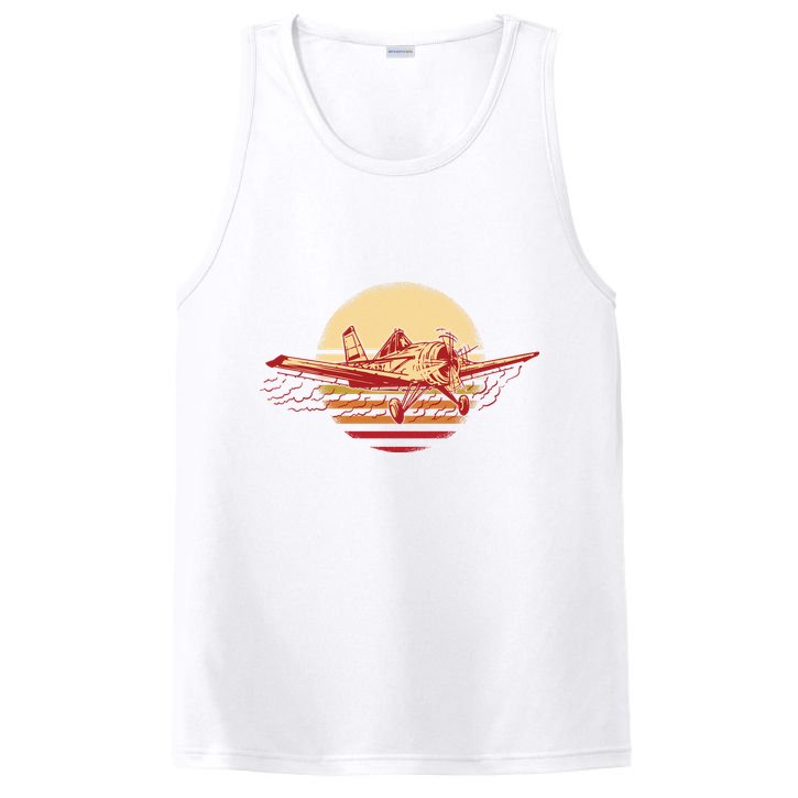 Retro Vintage Sunset Airplane PosiCharge Competitor Tank