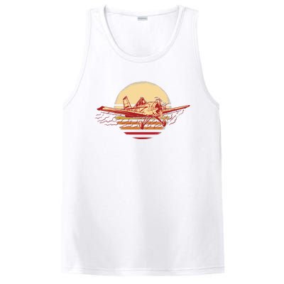 Retro Vintage Sunset Airplane PosiCharge Competitor Tank