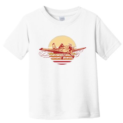 Retro Vintage Sunset Airplane Toddler T-Shirt