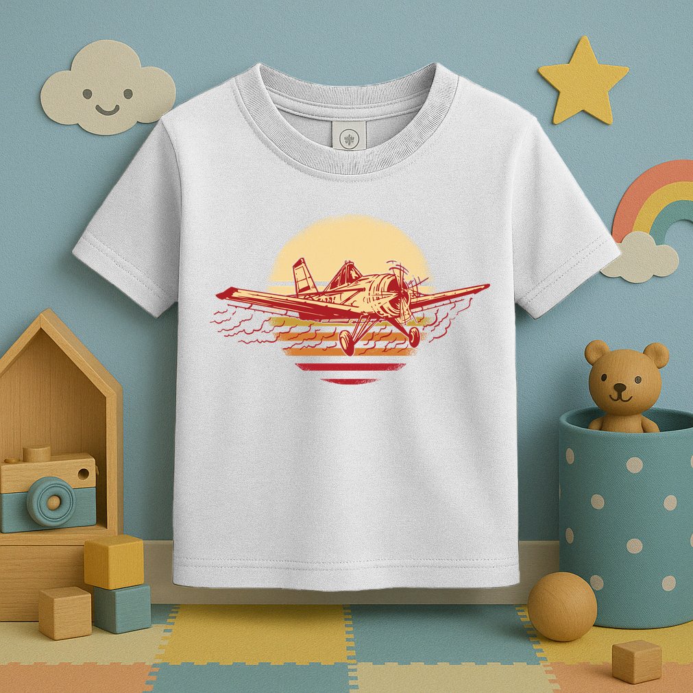 Retro Vintage Sunset Airplane Toddler T-Shirt