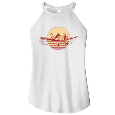 Retro Vintage Sunset Airplane Women’s Perfect Tri Rocker Tank