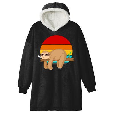 Retro Vintage Sloth Hooded Wearable Blanket