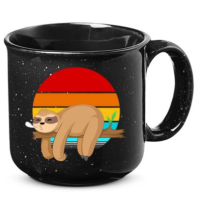 Retro Vintage Sloth 15oz Campfire Ceramic Mug
