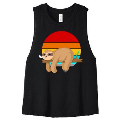 Retro Vintage Sloth Women's Racerback Cropped Tank