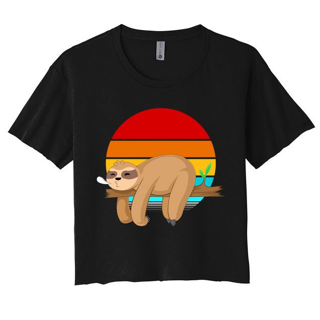 Retro Vintage Sloth Crop Top