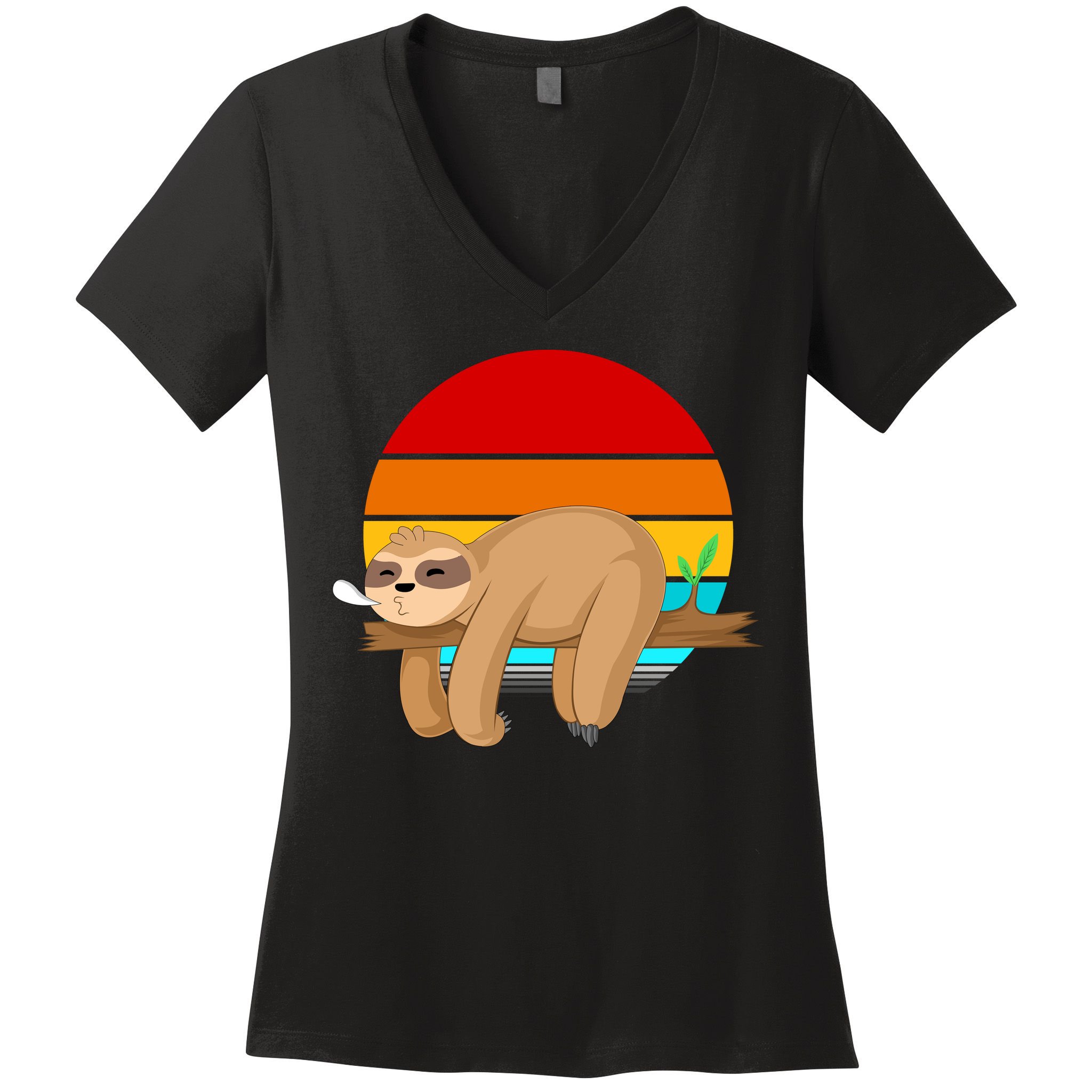 Retro Vintage Sloth Women's V-Neck T-Shirt