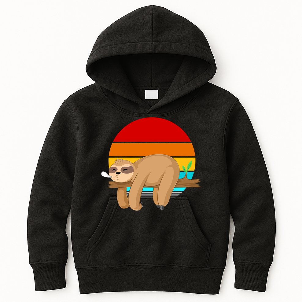 Retro Vintage Sloth Kids Hoodie