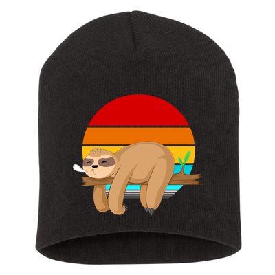 Retro Vintage Sloth Short Acrylic Beanie