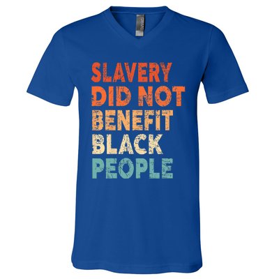 Retro Vintage Slavery Did Not Benefit Black People V-Neck T-Shirt