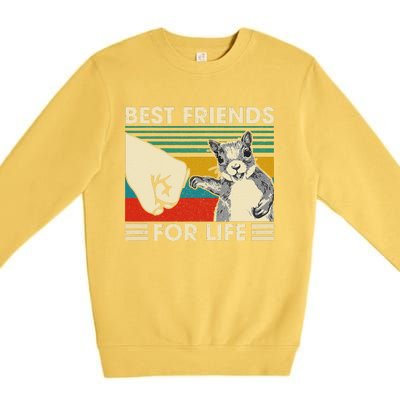 Retro Vintage Squirrel Best Friend For Life Fist Bump Premium Crewneck Sweatshirt