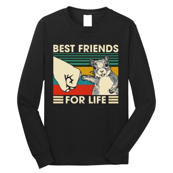 Retro Vintage Squirrel Best Friend For Life Fist Bump Long Sleeve Shirt