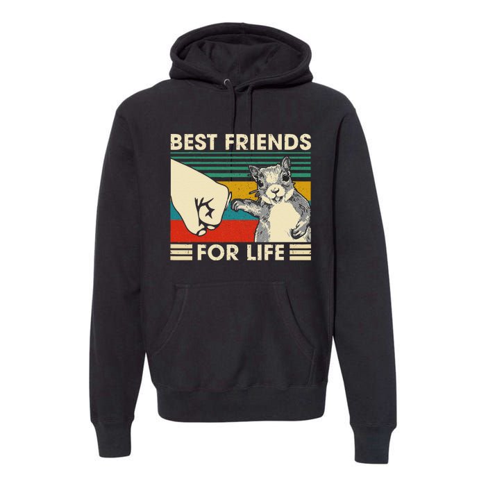 Retro Vintage Squirrel Best Friend For Life Fist Bump Premium Hoodie