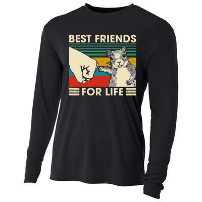 Retro Vintage Squirrel Best Friend For Life Fist Bump Cooling Performance Long Sleeve Crew