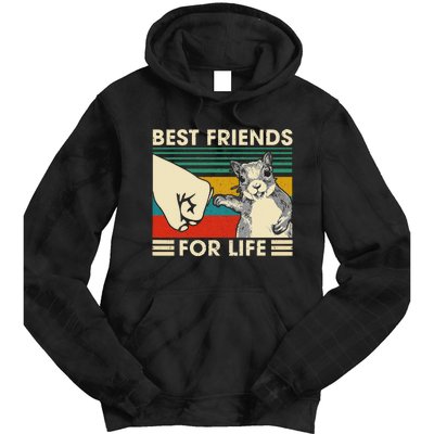 Retro Vintage Squirrel Best Friend For Life Fist Bump Tie Dye Hoodie